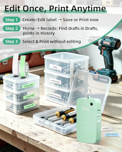 ORGSTA S001 Label Maker Machine with Tape, Portable Bluetooth Label Maker - color: Green