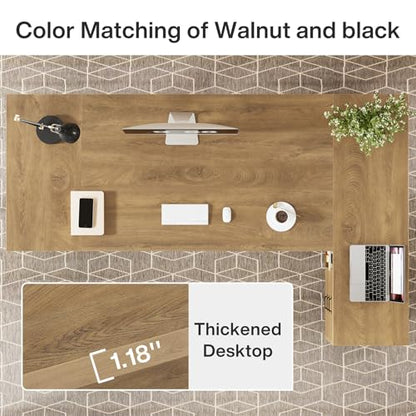 Tribesigns 78-Inch L-Shaped Executive Desk, Office Desk with Drawers and Lateral File Cabinet, Large Computer Workstation with Storage Shelves (Brown) - color: Brown