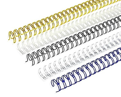 Rayson Wire Binding Spines, 1/4" 3:1 32-Loop, Multicolor, 100 Pack | Includes black, gold, blue, white and silver; 1/4" wire size fits 3:1 pitch machines for small documents. - size: 1/4"
