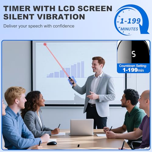 Presentation Clicker for PowerPoint with Red Laser Pointer and Timer, Wireless Clicker for Laptop Presentations Remote, Power Point Remote Clicker for Computer/Mac/PPT/Google Slide Advancer - size: Red-Timer-Battery Display