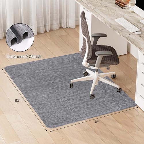 Office Chair Mat for Hardwood & Tile Floor, 45" x 53" Desk Computer Chair Mat, Anti Slip, Floor Protector Under Desk Low-Pile Office Rug for Rolling Chair, Grey - color: Grey, size: 45'' x 53'' Rectangle