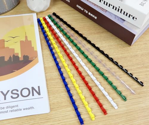 Rayson CR-6-100-M Plastic Binding Combs 1/4in. 21-Ring, 20-Sheet Capacity, Colorful Comb Binding Spines, Max. Binding A4 Size Paper (8.3"×11.7"), Box of 100 - size: 1/4", style: A4 - Available in 7 Vibrant Colors