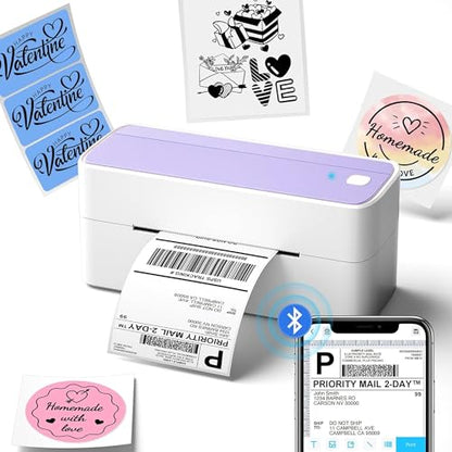 Phomemo Bluetooth Thermal Label Printer, 241BT 4x6 Wireless Label Printer | Shipping Label Printer for Small Business and Shipping Package, Compatible with iPhone, Android, Shopify, USPS, Purple - color: Purple