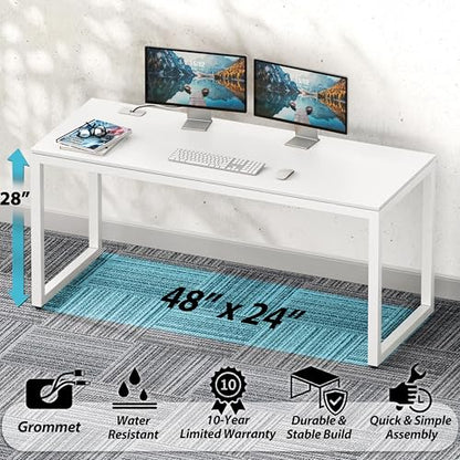 SHW 48-Inch Commercial-Grade Office Computer Desk, White - color: White, size: 48-Inch