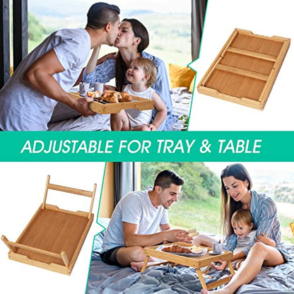 Artmeer FSC 100% Bamboo Bed Tray with Folding Legs, Large, Natural | Large FSC 100% bamboo bed tray with folding legs, handles and raised edges for meals, laptops, reading and serving. - color: Bamboo, size: Large