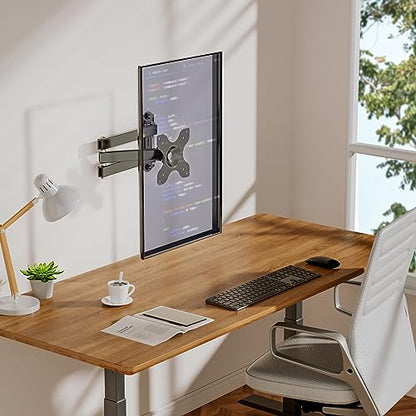 WALI TV Wall Mount Articulating LCD Monitor Full Motion 15 inch Extension Arm Tilt Swivel for Most 13 to 32 inch LED TV Flat Panel Screen with Mounting Holes up to 100x100mm (1330LM), Black | Monitor Wall Mount up to 33lbs, VESA 75/100, Articulating Tilt/
