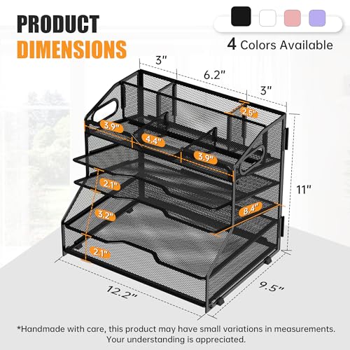 YINGHUA 5-Tier Mesh Desk Organizer, Letter Tray - Black - color: 5 Tier-black
