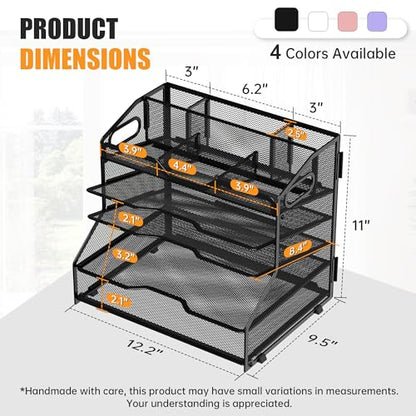YINGHUA 5-Tier Mesh Desk Organizer, Letter Tray - Black - color: 5 Tier-black