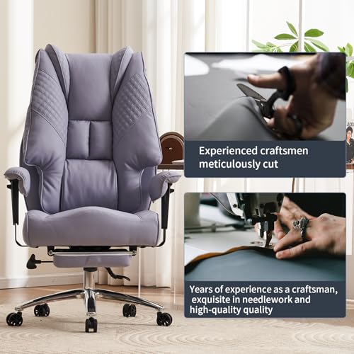 EXCEBET Big and Tall Executive Office Chair 400lbs Wide Seat, PU Purple | Wide seat, Retractable footrest, 135° recline, Lumbar support, PU leather, Ergonomic high back for lower back pain relief - color: Light Purple