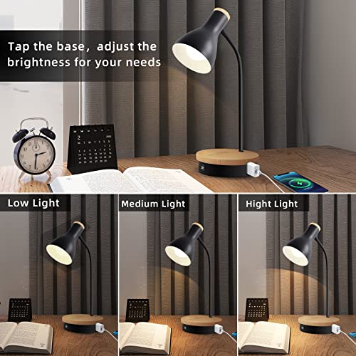 LALISU Metal Desk Lamp Wireless Charging Table Lamp Touch Reading Lights - color: Black