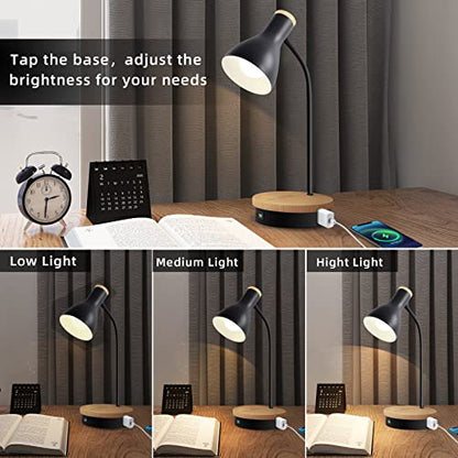 LALISU Metal Desk Lamp Wireless Charging Table Lamp Touch Reading Lights - color: Black