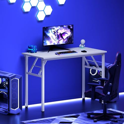 DlandHome 31.5 Inch Small Folding Computer Desk for Home Office, White - color: White + White, size: 31.5 Inches