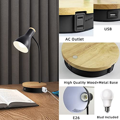LALISU Metal Desk Lamp Wireless Charging Table Lamp Touch Reading Lights - color: Black