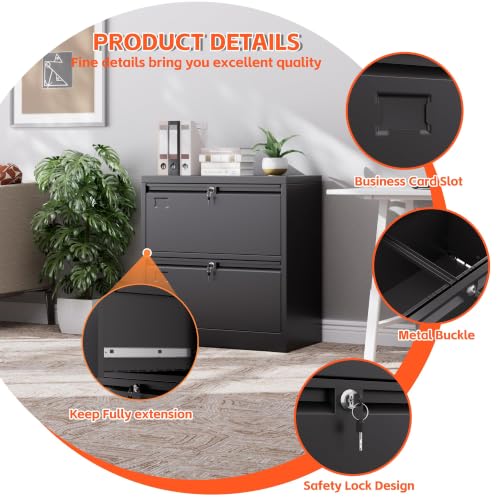 METAN 2 Drawer Lateral File Cabinet with Lock, Assembly Required
