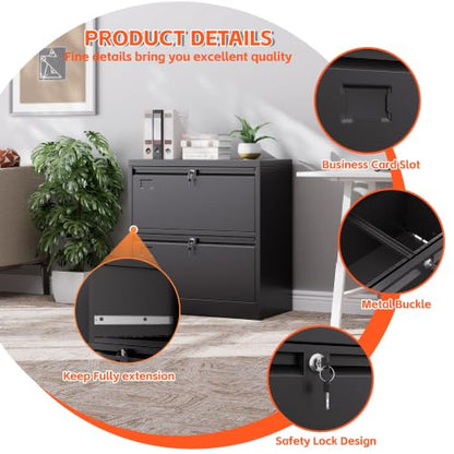 METAN 2 Drawer Lateral File Cabinet with Lock, Assembly Required