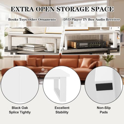 aboxoo 45" TV Riser for 32-60 inch TV, TV Shelf with Steel Legs - color: White, size: 45 inch