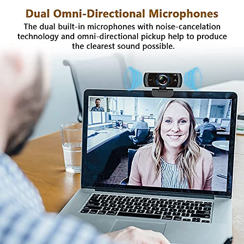 NexiGo N980P 1080P 60FPS Webcam with Microphone and Software Control, USB Computer Camera, Built-in Dual Noise Reduction Mics, 120° Wide-Angle for Zoom/Skype/FaceTime/Teams, PC Mac Laptop Desktop - color: black