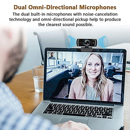 NexiGo N980P 1080P 60FPS Webcam with Microphone and Software Control, USB Computer Camera, Built-in Dual Noise Reduction Mics, 120° Wide-Angle for Zoom/Skype/FaceTime/Teams, PC Mac Laptop Desktop - color: black