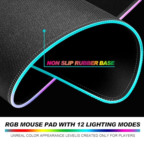 RGB Dreamy Colorful Cloud Star Gaming Desk Mat, XL Mouse Pad, Pink - color: Rgb-w08