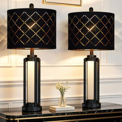 Lolikit 28" Tall Modern Table Lamps Set of 2 for Living Room Bedroom - color: Black - 28"H