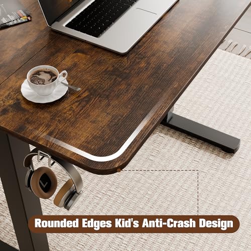 Small Standing Desk,35"x24" Height Adjustable Sit-Stand Home Office, Brown | Electric Adjustable Standing Desk, Sit to Stand Computer Office Desk with Splice Board, Memory Preset, Lifts 28.7''-46.5" - color: Rustic Brown, size: 35 inch