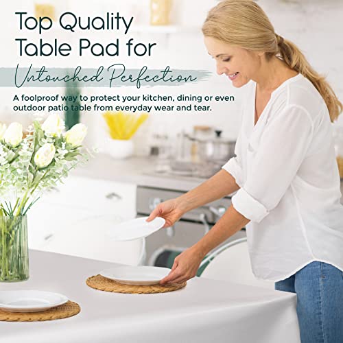 Quality Table Pad Protector, Superior Protection from Spills, Scratches & Heat - Reusable Table Cloth with Cushion Flannel Backing (90" L x 54" W) - size: 90" x 54" (Rectangular)