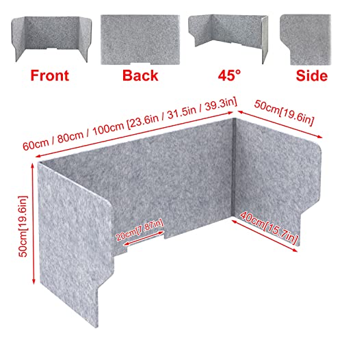 Desk Dividers Desk Panel Desktop Privacy Panel, 24" 32" 40" Freestanding Stand Up 3 Panels Privacy Acoustic Panel, Sound Absorbing Acoustic Desk Divider For Remote Office ( Size : 60cm(23.6in) ) - size: 60cm(23.6in)