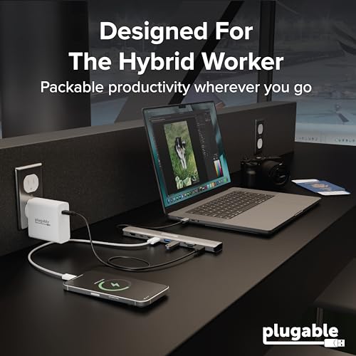 Plugable USB C Hub: 10-in-1 Multiport Adapter (8K/4K 144Hz HDMI 2.1, 2.5G Ethernet, 140W Charging, 10Gbps Data) Driverless IT Deployment for MacBook Pro/Air Windows Thunderbolt Chromebook, USBC-10IN1E