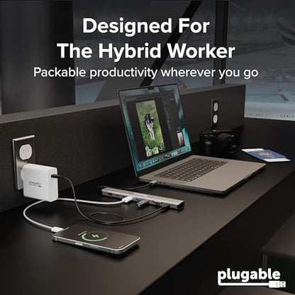 Plugable USB C Hub: 10-in-1 Multiport Adapter (8K/4K 144Hz HDMI 2.1, 2.5G Ethernet, 140W Charging, 10Gbps Data) Driverless IT Deployment for MacBook Pro/Air Windows Thunderbolt Chromebook, USBC-10IN1E