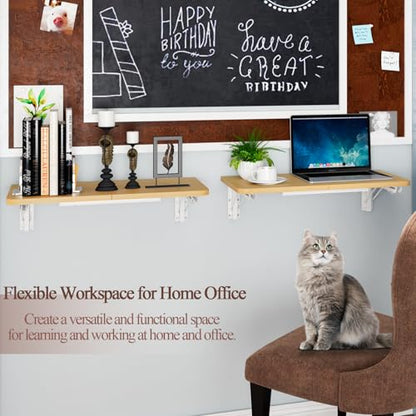 TEAMIX Wall Mounted Folding Table, Floating Desk for Small Spaces, Maple - color: Maple, size: 23.6"W x 11.8"D