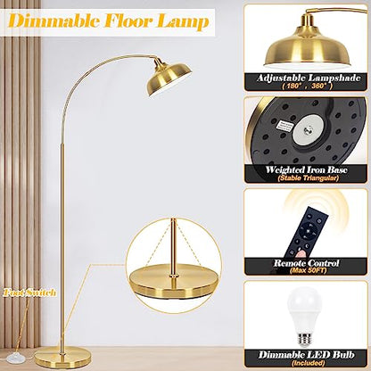 Gold Floor Lamps for Living Room- Arc Floor Lamps over Coach Lamp 70” - color: Gold