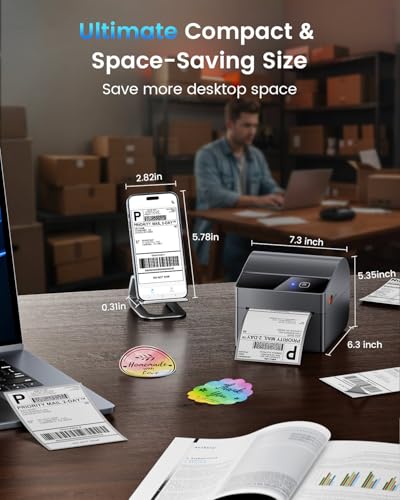 ASprink Bluetooth Shipping Label Printer with 750 Pcs Labels - color: Grey