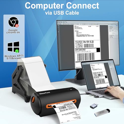 OausTect USB Thermal Label Printer, 1.57" - 4.3" Width Thermal Label for Shipping, Barcode, Receipts, Stickers, 150mm/sec High Speed Desktop Printer Compatible Windows, MAC