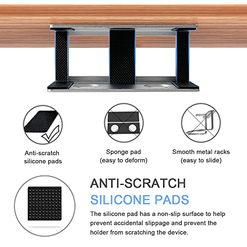IFCASE Under Desk Laptop Mount, Metal Under Desk Shelf Holder for Laptop, Mac mini, MacBook, Keyboard with Anti-Scratch Silicone (Silver) - color: Silver