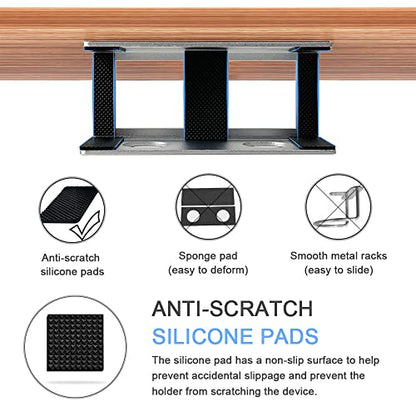 IFCASE Under Desk Laptop Mount, Metal Under Desk Shelf Holder for Laptop, Mac mini, MacBook, Keyboard with Anti-Scratch Silicone (Silver) - color: Silver
