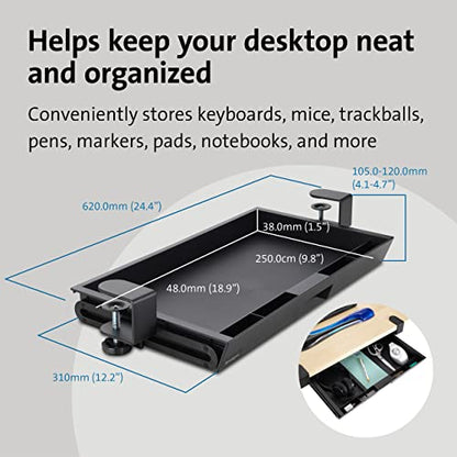 Kensington Clamp-On Storage Drawer, Under Desk Storage Drawer & Damage-Free Installation (K52175WW)