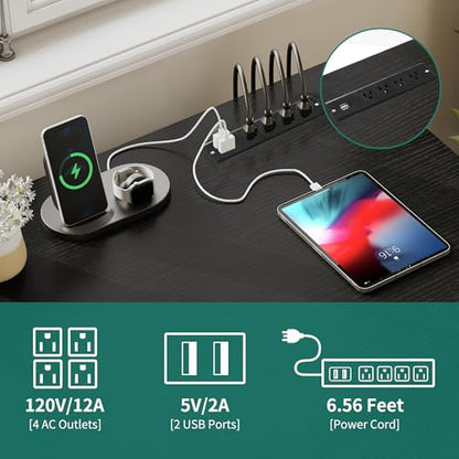 YITAHOME L Shaped Desk with Power Outlets - color: Black