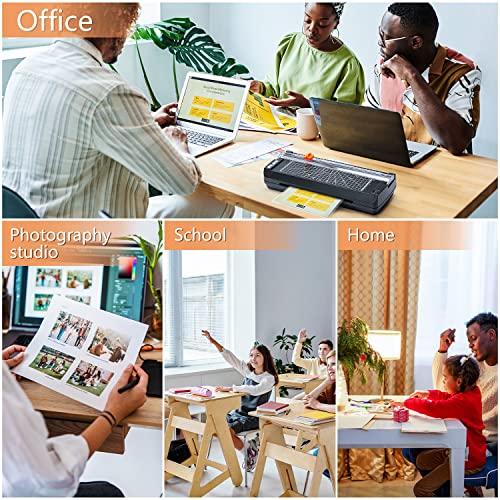 IMLIKE A4 Thermal Laminator with Laminating Pouches - 9" Photo Laminating Machine, Built-in Paper Trimmer, 6-in-1 Black Laminator for Home, School, and Office Use - color: Black