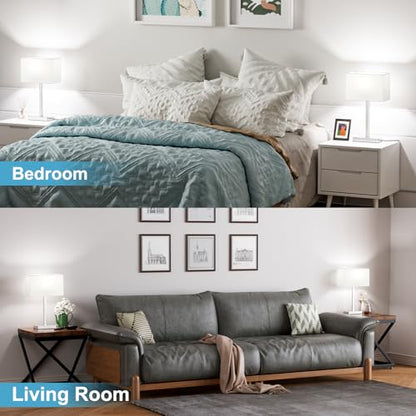 Touch Lamps for Bedroom Set of 2, 3 Way Dimmable White Bedside Table Lamp | Modern Table Lamp for Nightstands, White Nickel Desk Lamp for Home Office, with USB C+A, End Tables Bed Side, Bulb Included - color: C. White&Nickel