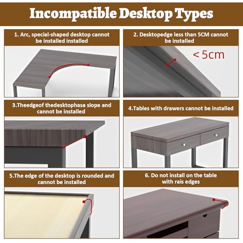 DAJAVE Ergonomics Desk Extender Tray, 9.4x9.1Inch Clamp On Desk Shelf, Foldable Table Extender for Desk, Table Desk Arm Rest, Keyboard Drawer Tray for Office and Home, Workstation Organizer