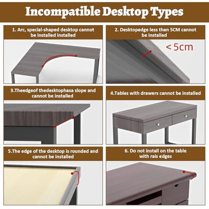 DAJAVE Ergonomics Desk Extender Tray, 9.4x9.1Inch Clamp On Desk Shelf, Foldable Table Extender for Desk, Table Desk Arm Rest, Keyboard Drawer Tray for Office and Home, Workstation Organizer