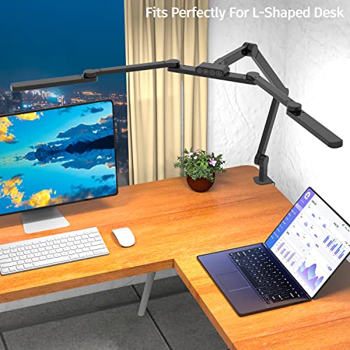 EPABINA LED Desk Lamp with Clamp, 41.5" Clamp on Architect Desk Lamp for Home Office, 24W Bright Tall Computer LED Table Light Adjustable Overhead Clip on Office Lighting for Work Craft - color: Black+9 rotatable parts