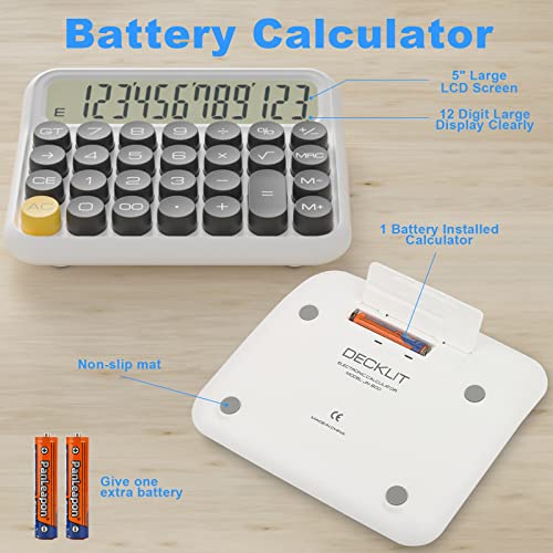 DECKLIT Battery Desk Calculator - 12 Digit Extra Large 5-Inch LCD Display, Big Buttons Easy to Press, 15 Tilt Screen (Black) - color: Black