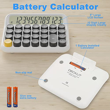 DECKLIT Battery Desk Calculator - 12 Digit Extra Large 5-Inch LCD Display, Big Buttons Easy to Press, 15 Tilt Screen (Black) - color: Black