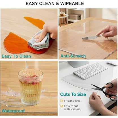 Plastic Table Cover, 12 x 18 Inch 1.5 mm Thick Clear PVC Table Protector, Rectangle Desk Mat, Waterproof & Easy Cleaning Tablecloth, for Office, Dining Room, Night Stand - size: 12" x 18"