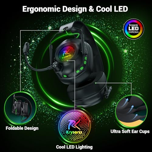 Wireless Gaming Headset for Xbox Series X|S, Xbox One, PC, PS5, PS4, Mac, Switch, 2.4 GHz Wireless & Bluetooth 5.4 Gaming Headphones with Noise Canceling Microphone, 50Hr Battery, 50mm Drivers-Black - color: Black