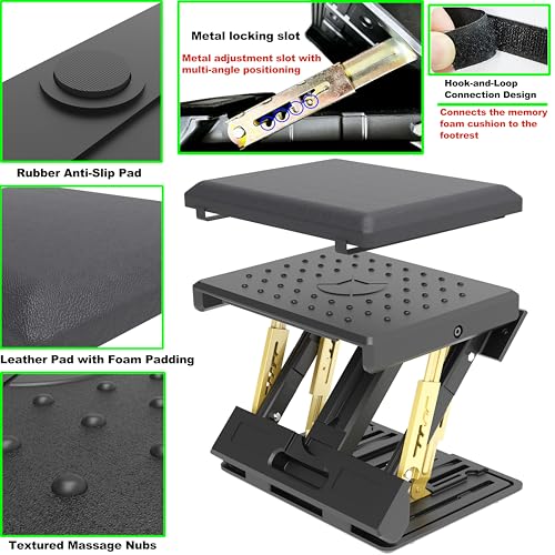 120 lbs Ergonomic Adjustable Under Desk Footrest & Leg Rest Stool - size: Large