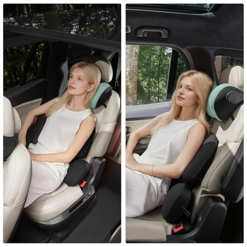 BEBAS Ergonomic Car Headrest Pillow, Memory Foam Neck Support, Green - color: Green