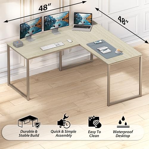 SHW Mission 48 x 48 L-Shape Home Office Computer Desk, Maple - color: Maple, size: 48-Inch L-Shaped