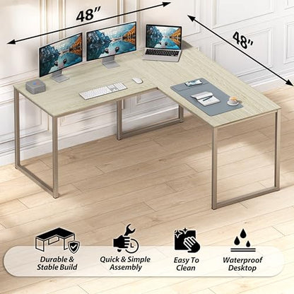SHW Mission 48 x 48 L-Shape Home Office Computer Desk, Maple - color: Maple, size: 48-Inch L-Shaped